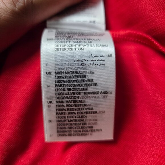 Adidas Original Trefoil Adicolor PolyTee Shirt Men Size L IM9458 Red NWT Scarlet - Picture 7 of 9